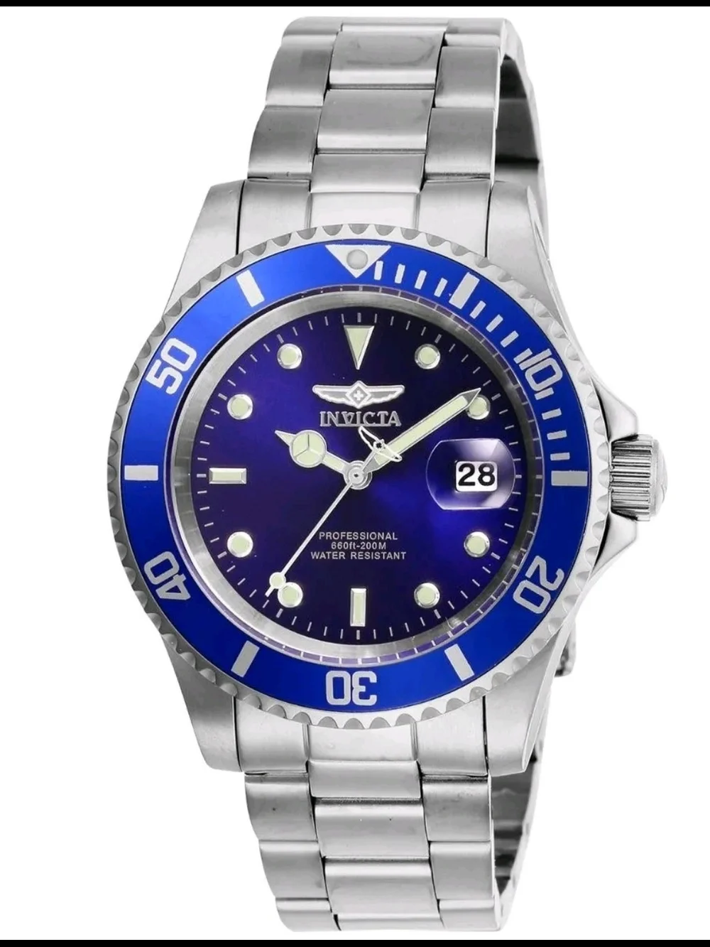 Invicta Silver Watch with Blue Dial and Bezel - Picture 7 of 9